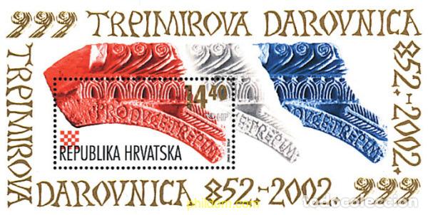 Sellos: 91024 MNH CROACIA 2002 1150 ANIVERSARIO DEL ACTO DE DONACION DEL PRINCIPE TRPIMIR