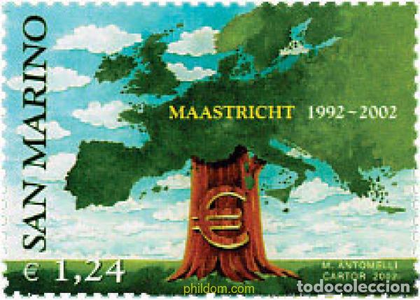 Sellos: 98537 MNH SAN MARINO 2002 10 ANIVERSARIO DEL TRATADO DE MAASTRICHT