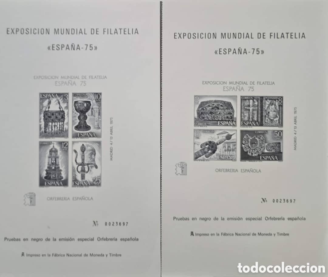 Sellos: Cy) 1975 SPAIN, WORLD PHILATELIC EXHIBITION ESPA&Ntilde;A-75, SPANISH GOLDSMITHING / ORFEBRER&Iacute;A ESPA&Ntilde;OLA,