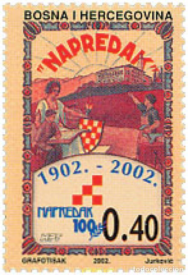 Sellos: 103651 MNH BOSNIA-HERZEGOVINA. Adm Croata 2002 CENTENARIO DE LA SOCIEDAD DE CULTURA Y DEL ARTE &rdquo;NAP