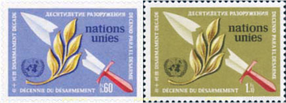Sellos: 110141 MNH NACIONES UNIDAS. Ginebra 1973 DECENIO DEL DESARMAMENTO