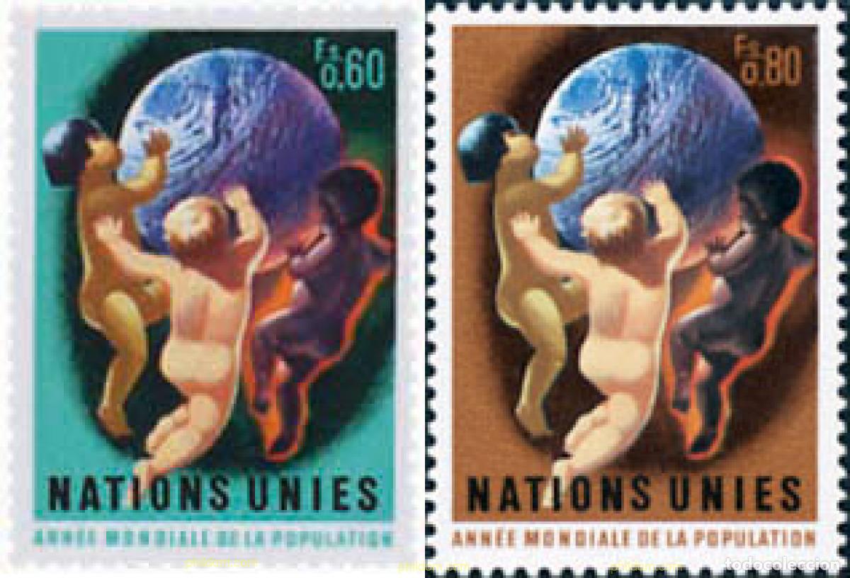 Sellos: 110152 MNH NACIONES UNIDAS. Ginebra 1974 A&Ntilde;O MUNDIAL DE LA POBLACION