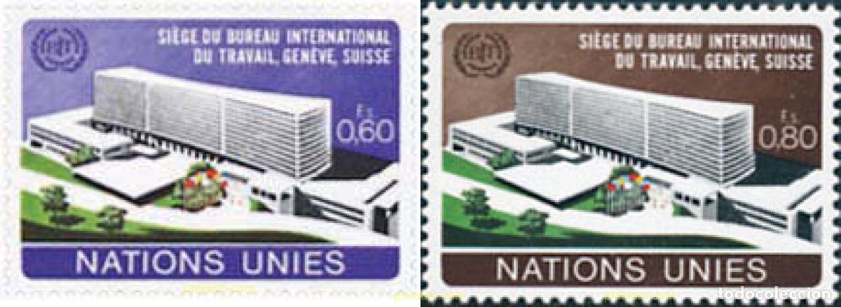 Sellos: 110162 MNH NACIONES UNIDAS. Ginebra 1974 NUEVA SEDE DE LA OFICINA INTERNACIONAL DE TRABAJO EN GINEB