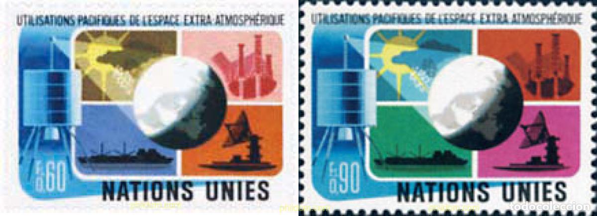 Sellos: 110163 MNH NACIONES UNIDAS. Ginebra 1975 UTILIZACION PACIFICA DEL ESPACIO EXTRA-ATMOSFERICO