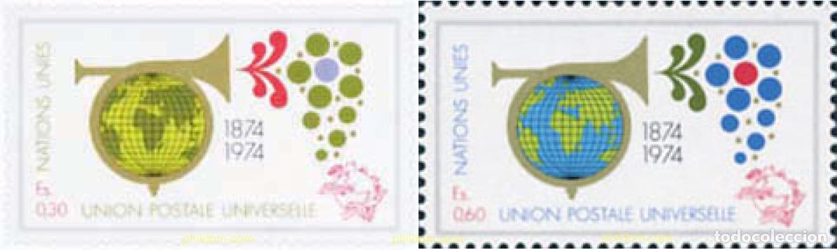 Sellos: 110148 MNH NACIONES UNIDAS. Ginebra 1974 CENTENARIO DE LA ADMISION A LA UPU