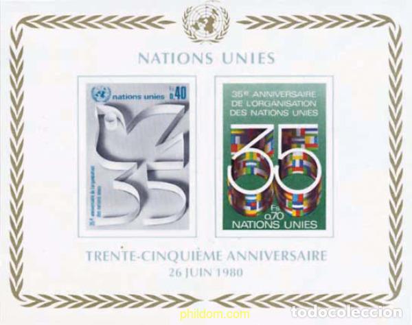 Sellos: 110230 MNH NACIONES UNIDAS. Ginebra 1980 35 ANIVERSARIO DE LA ONU