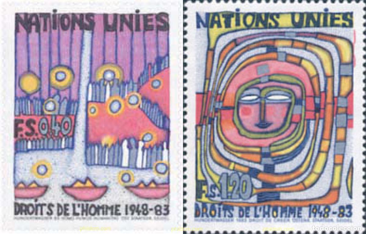 Sellos: 110293 MNH NACIONES UNIDAS. Ginebra 1983 35 ANIVERSARIO DE LA DECLARACION UNIVERSAL DE LOS DERECHOS