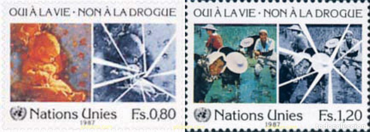 Sellos: 110373 MNH NACIONES UNIDAS. Ginebra 1987 LUCHA CONTRA LA DROGA