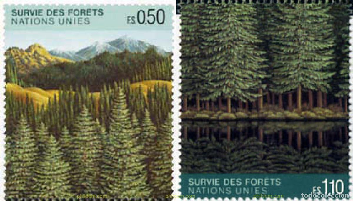 Sellos: 110380 MNH NACIONES UNIDAS. Ginebra 1988 SUPERVIVENCIA DEL BOSQUE
