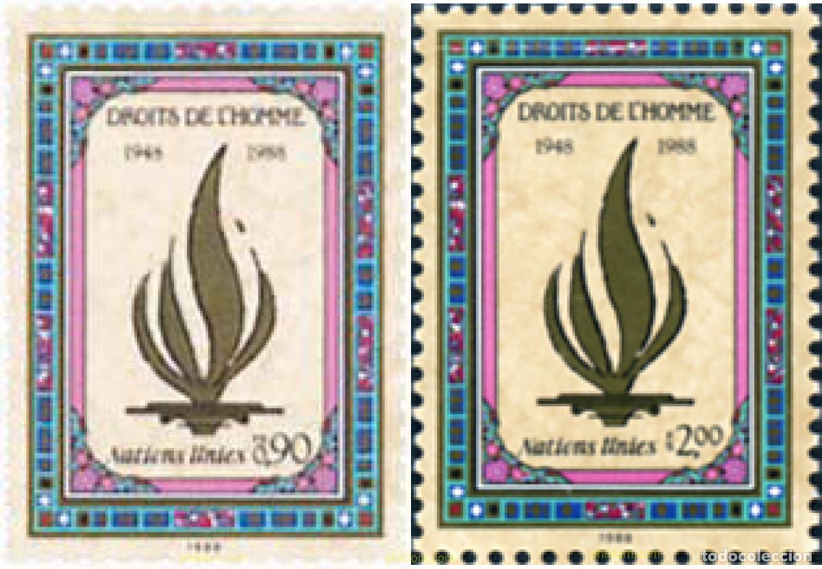 Sellos: 110382 MNH NACIONES UNIDAS. Ginebra 1988 40 ANIVERSARIO DE LA DECLARACION UNIVERSAL DE LOS DERECHOS