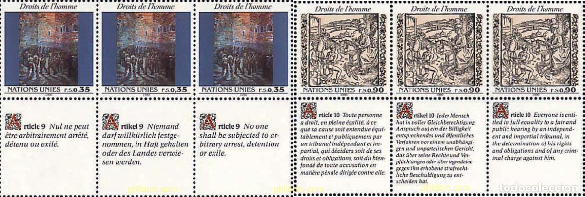 Sellos: 158676 MNH NACIONES UNIDAS. Ginebra 1990 DECLARACION UNIVERSAL DE LOS DERECHOS HUMANOS