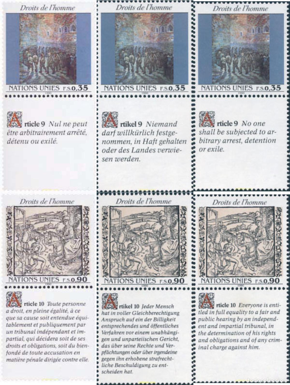 Sellos: 220901 MNH NACIONES UNIDAS. Ginebra 1990 DECLARACION UNIVERSAL DE LOS DERECHOS HUMANOS