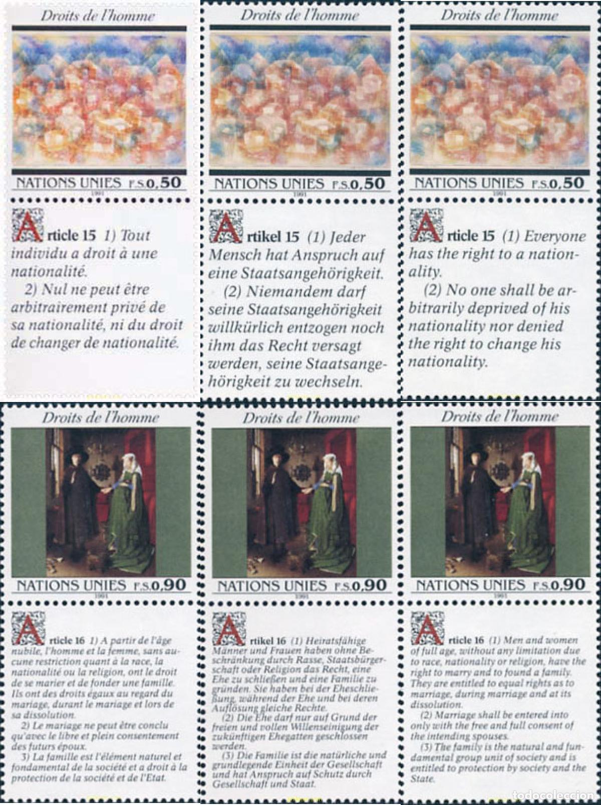 Sellos: 110419 MNH NACIONES UNIDAS. Ginebra 1991 DECLARACION UNIVERSAL DE LOS DERECHOS HUMANOS