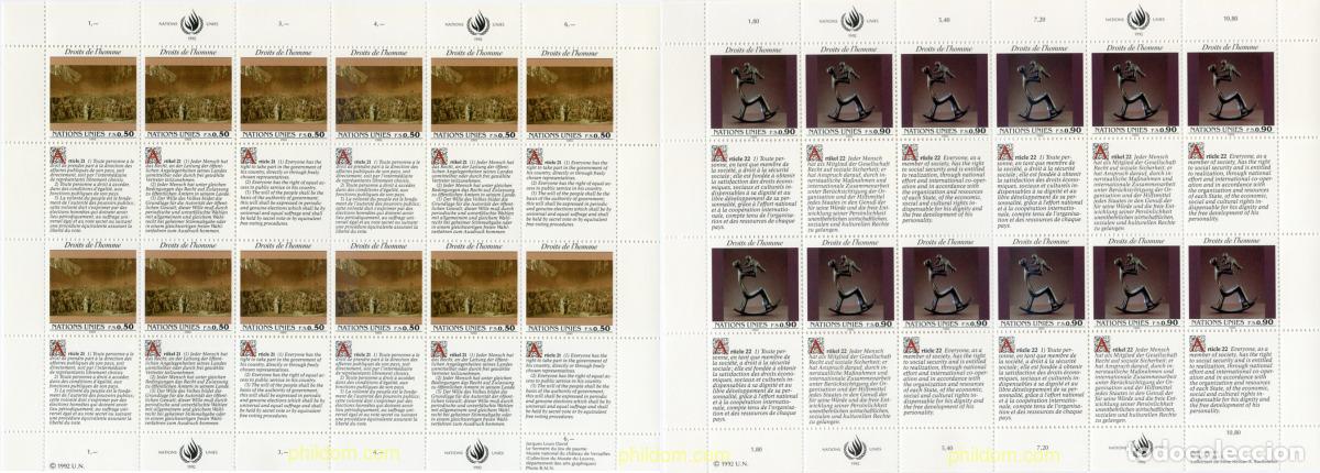 Sellos: 143710 MNH NACIONES UNIDAS. Ginebra 1992 DECLARACION UNIVERSAL DE LOS DERECHOS HUMANOS