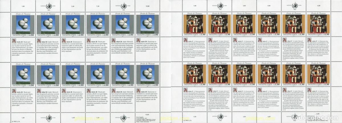 Stamps: 143711 MNH NACIONES UNIDAS. Ginebra 1993 DECLARACION UNIVERSAL DE LOS DERECHOS HUMANOS