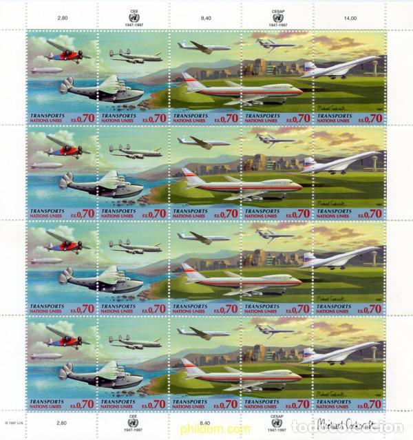 Sellos: 276086 MNH NACIONES UNIDAS. Ginebra 1997 TRANSPORTES AEREOS