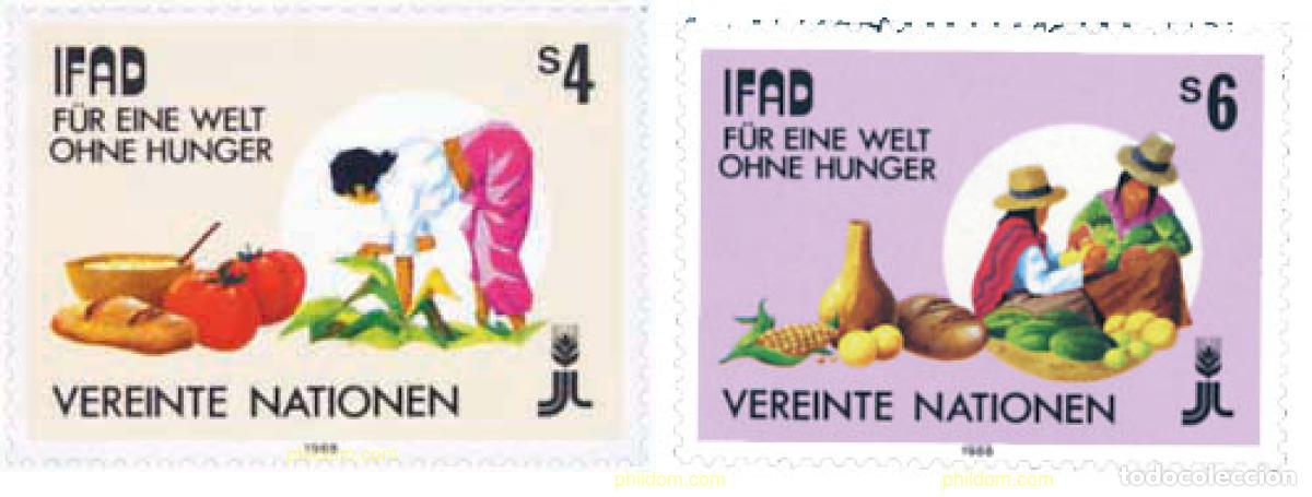Sellos: 112821 MNH NACIONES UNIDAS. Viena 1988 FONDO INTERNACIONAL PARA EL DESARROLLO DE LA AGRICULTURA