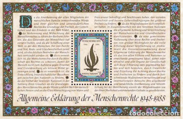 Sellos: 112826 MNH NACIONES UNIDAS. Viena 1988 40 ANIVERSARIO DE LA DECLARACION UNIVERSAL DE LOS DERECHOS H