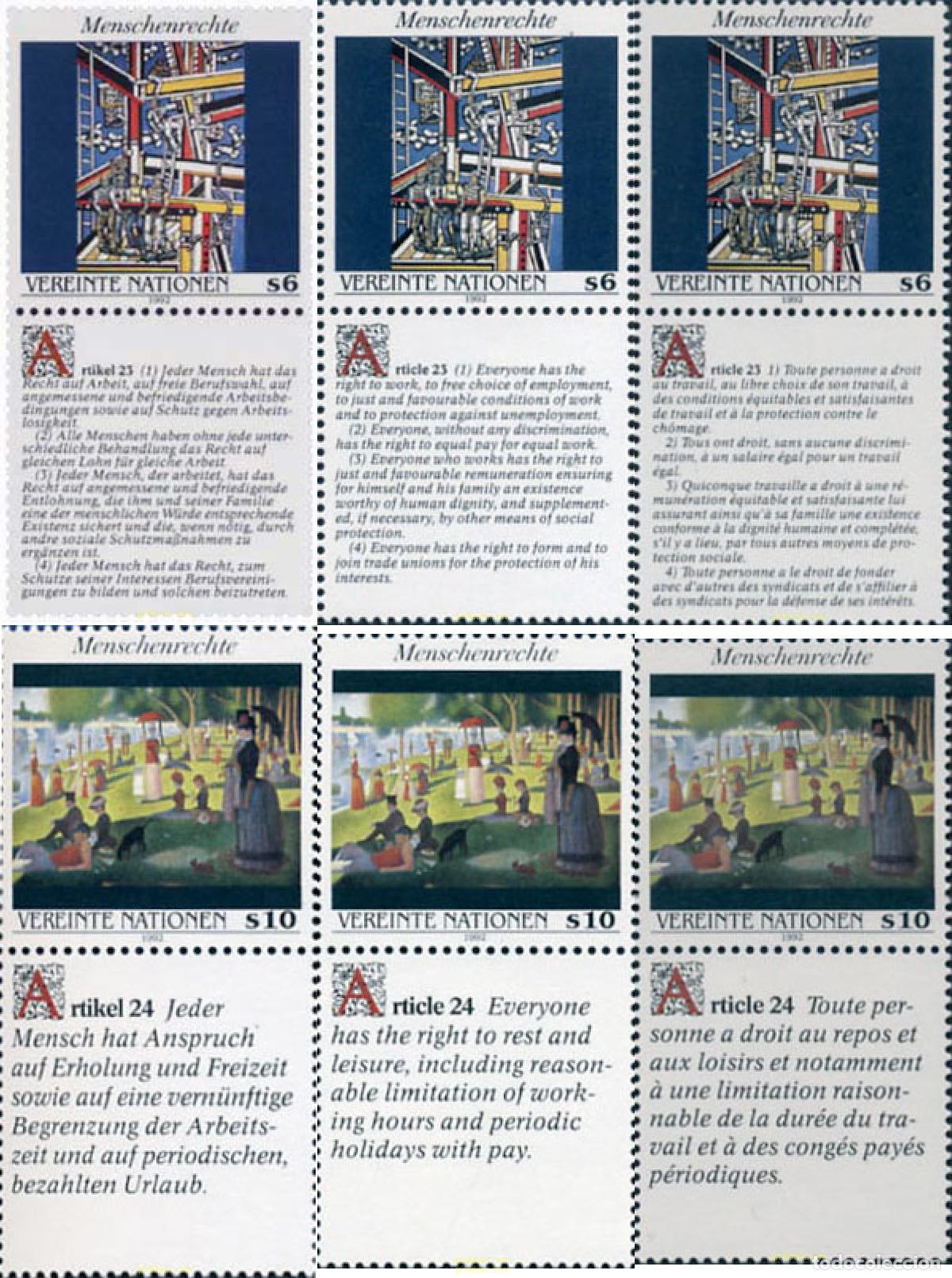 Briefmarken: 221070 MNH NACIONES UNIDAS. Viena 1992 DECLARACION UNIVERSAL DE LOS DERECHOS HUMANOS