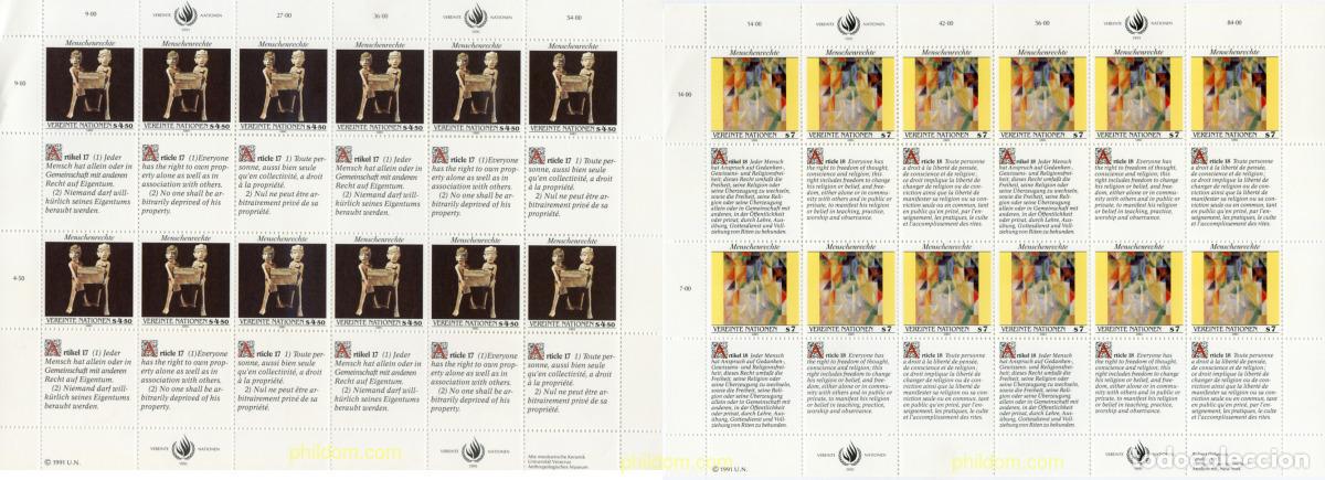 Briefmarken: 143733 MNH NACIONES UNIDAS. Viena 1991 DECLARACION UNIVERSAL DE LOS DERECHOS HUMANOS