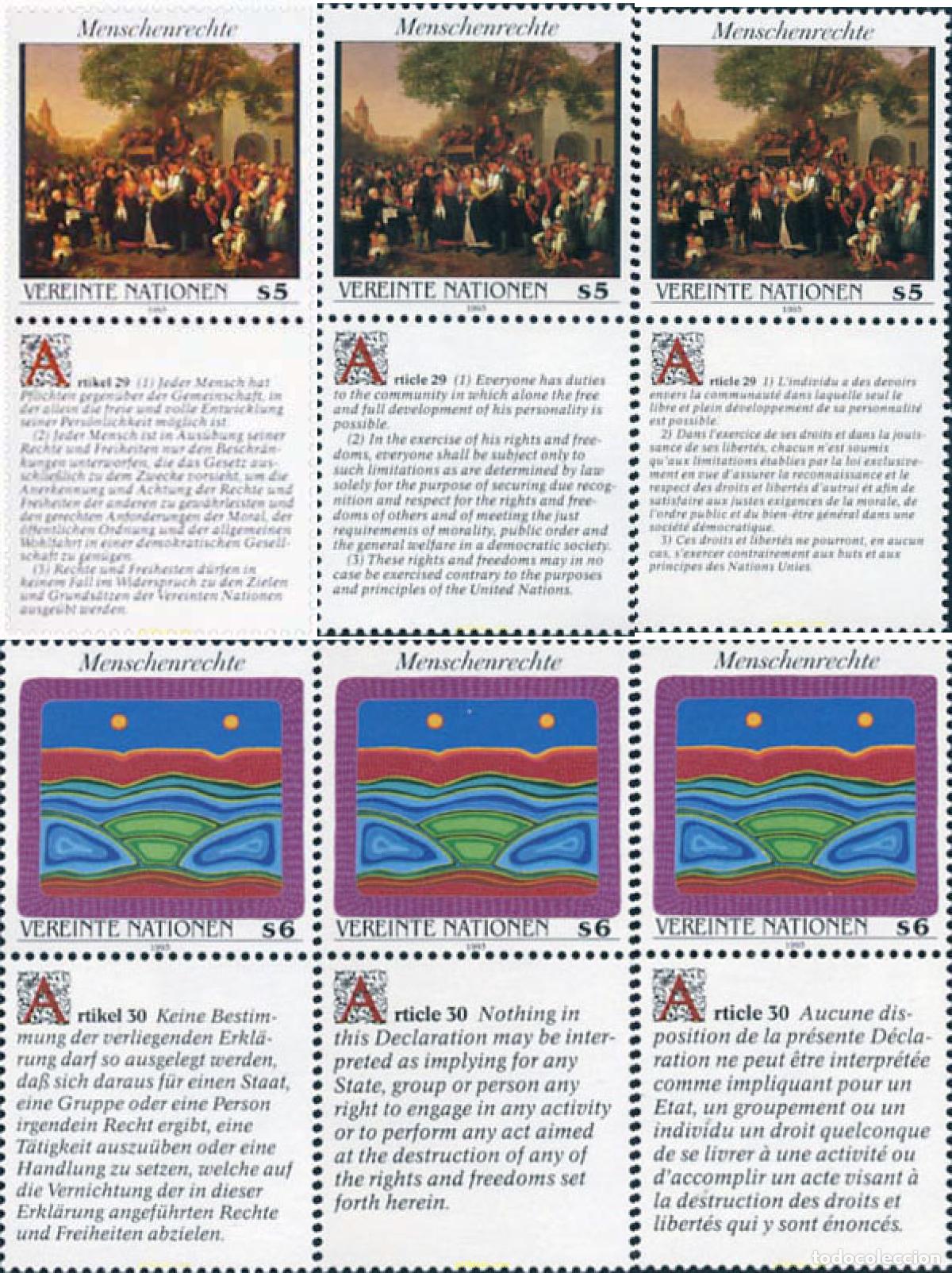Briefmarken: 112885 MNH NACIONES UNIDAS. Viena 1993 DECLARACION UNIVERSAL DE LOS DERECHOS HUMANOS