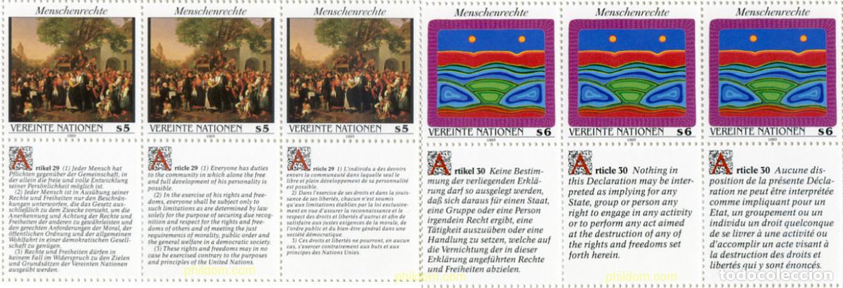 Sellos: 158729 MNH NACIONES UNIDAS. Viena 1993 DECLARACION UNIVERSAL DE LOS DERECHOS HUMANOS