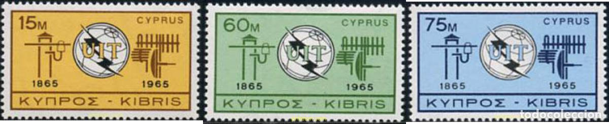 Sellos: 113459 MNH CHIPRE 1965 CENTENARIO DE LA UNION INTERNACIONAL DE TELECOMUNICACIONES