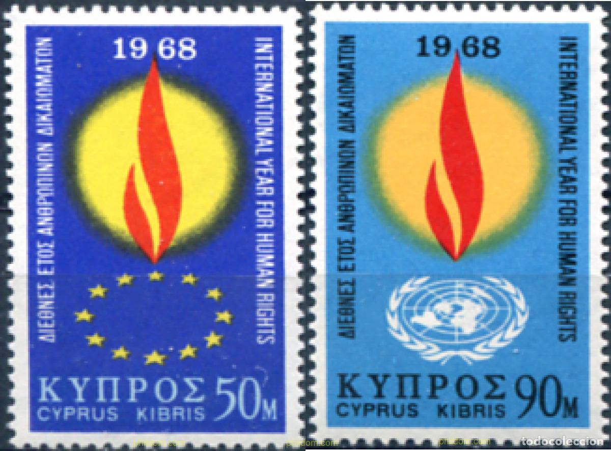 Sellos: 113687 MNH CHIPRE 1968 A&Ntilde;O INTERNACIONAL DE LOS DERECHOS HUMANOS