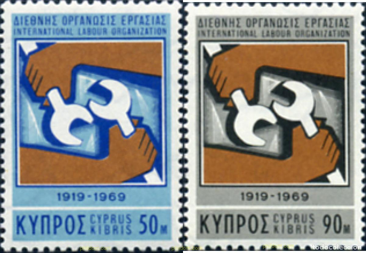 Sellos: 113708 MNH CHIPRE 1969 50 ANIVERSARIO DE LA ORGANIZACION INTERNACIONAL DEL TRABAJO