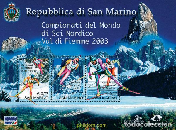 Stamps: 114640 MNH SAN MARINO 2003 CAMPEONATO DEL MUNDO DE ESQUI
