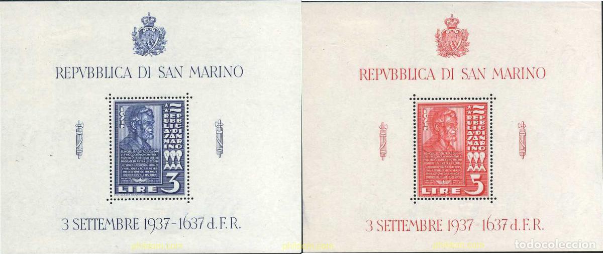 Sellos: 360007 HINGED SAN MARINO 1938 ABRAHAM LINCOLN