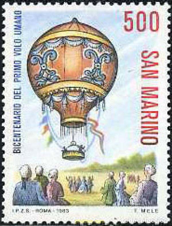 Sellos: 141186 MNH SAN MARINO 1983 200 ANIVERSARIO DE LA PRIMERA ASCENSION EN GLOBO