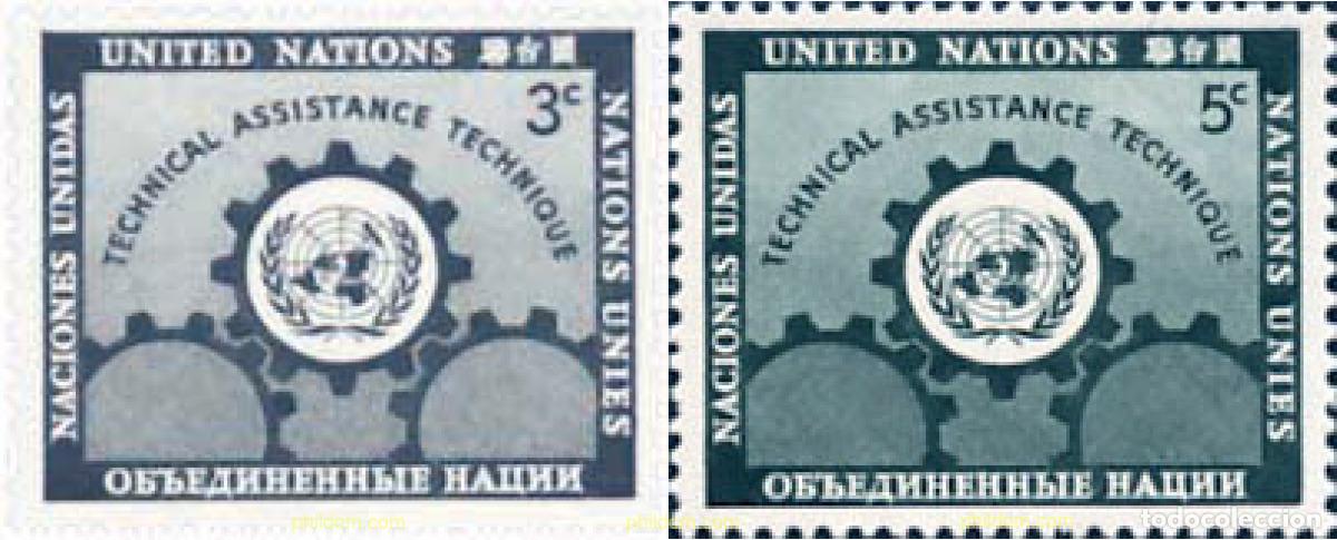 Selos: 122023 HINGED NACIONES UNIDAS. Nueva York 1953 ASISTENCIA TECNICA A LOS PAISES SUBDESARROLLADOS