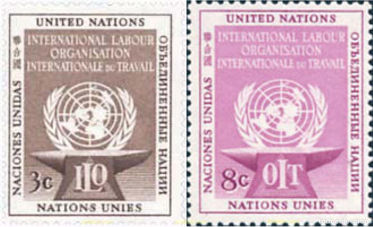 Selos: 122037 HINGED NACIONES UNIDAS. Nueva York 1954 ORGANIZACION INTERNACIONAL DEL TRABAJO (OIT- ILO)