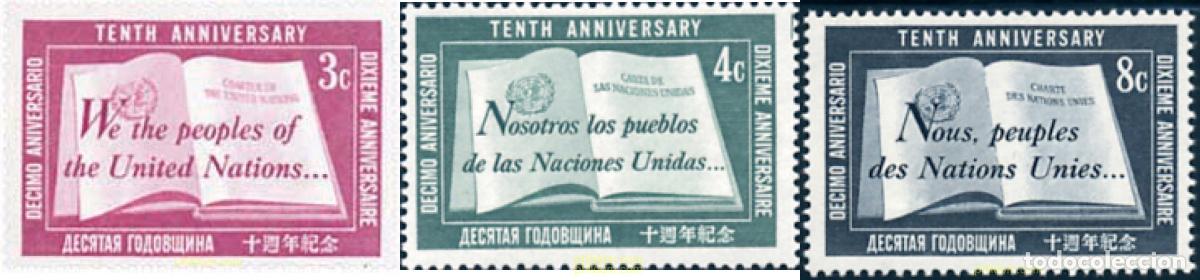 Selos: 122049 HINGED NACIONES UNIDAS. Nueva York 1955 DIA DE LAS NACIONES UNIDAS