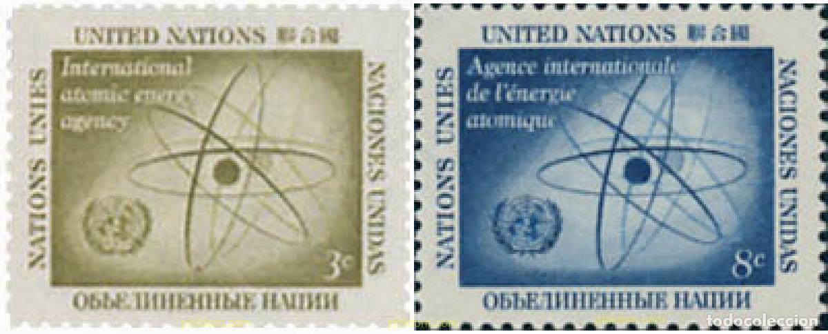 Sellos: 122073 MNH NACIONES UNIDAS. Nueva York 1958 AGENCIA INTERNACIONAL DE LA ENERGIA ATOMICA