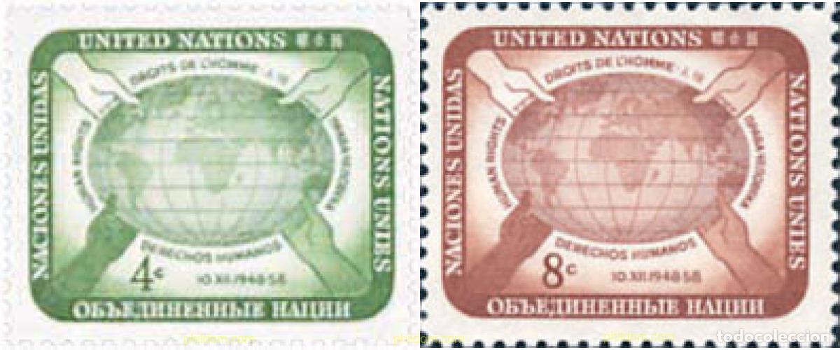 Sellos: 122072 HINGED NACIONES UNIDAS. Nueva York 1958 DIA DE LOS DERECHOS HUMANOS