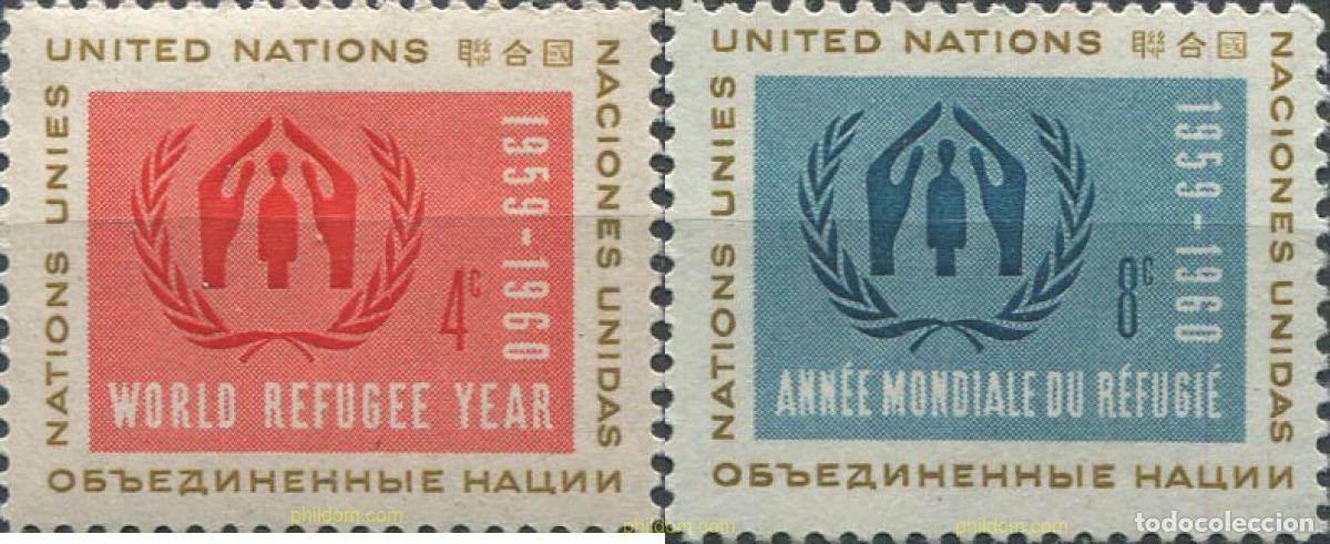 Sellos: 277649 MNH NACIONES UNIDAS. Nueva York 1959 A&Ntilde;O MUNDIAL DEL REFUGIADO