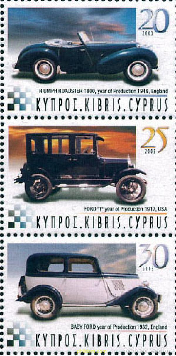 Sellos: 122202 MNH CHIPRE 2003 AUTOMOVILES ANTIGUOS