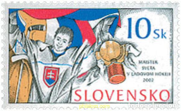 Sellos: 124873 MNH ESLOVAQUIA 2002 GANADORES DEL CAMPEONATO DE HOCKEY SOBRE HIELO