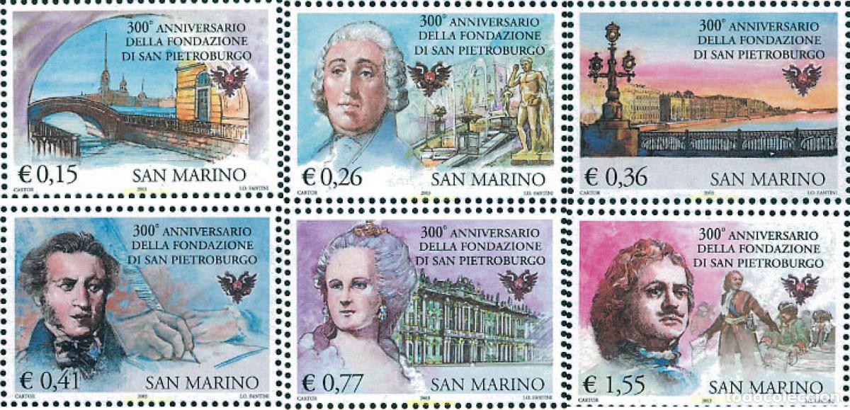 Selos: 126529 MNH SAN MARINO 2003 300 ANIVERSARIO DE SAN PETERSBURGO