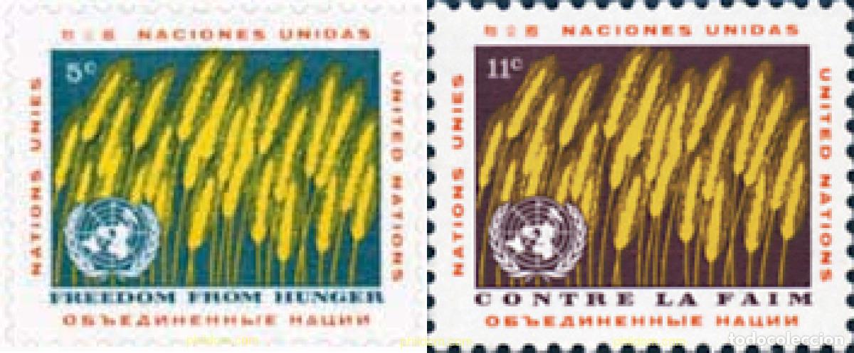 Sellos: 126872 MNH NACIONES UNIDAS. Nueva York 1963 CAMPA&Ntilde;A MUNDIAL CONTRA EL HAMBRE