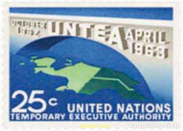 Sellos: 126917 MNH NACIONES UNIDAS. Nueva York 1963 1 ANIVERSARIO DE LA AUTORIDAD TEMPORAL DE LA ONU EN NUE
