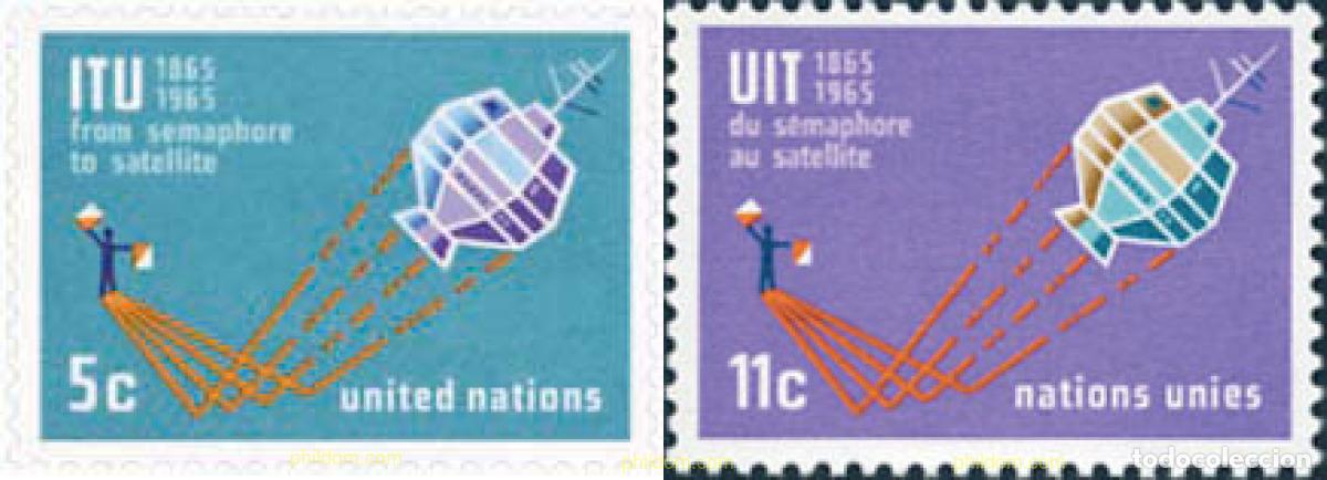 Sellos: 127003 MNH NACIONES UNIDAS. Nueva York 1965 CENTENARIO DE LA UNION INTERNACIONAL DE TELECOMUNICACIO