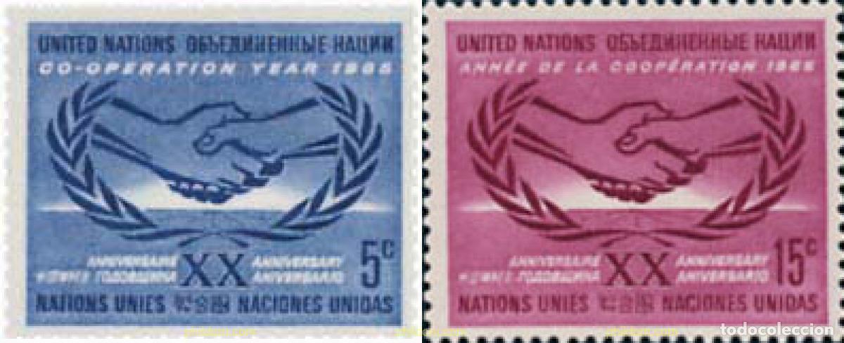 Sellos: 127008 MNH NACIONES UNIDAS. Nueva York 1965 A&Ntilde;O DE LA COOPERACION INTERNACIONAL