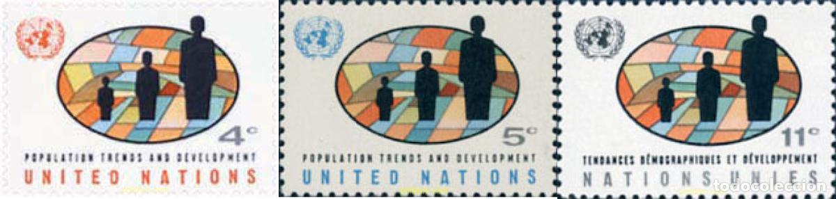 Sellos: 127025 MNH NACIONES UNIDAS. Nueva York 1965 DEMOGRAFIA Y DESARROLLO