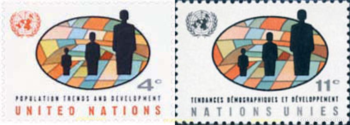 Sellos: 220874 MNH NACIONES UNIDAS. Nueva York 1965 DEMOGRAFIA Y DESARROLLO