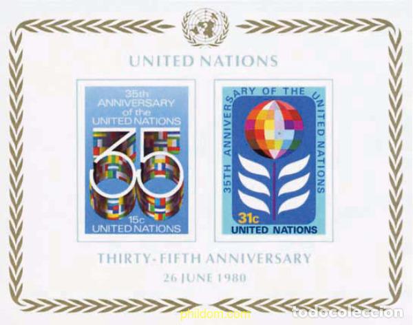 Stamps: 127208 MNH NACIONES UNIDAS. Nueva York 1980 35 ANIVERSARIO DE LA ONU