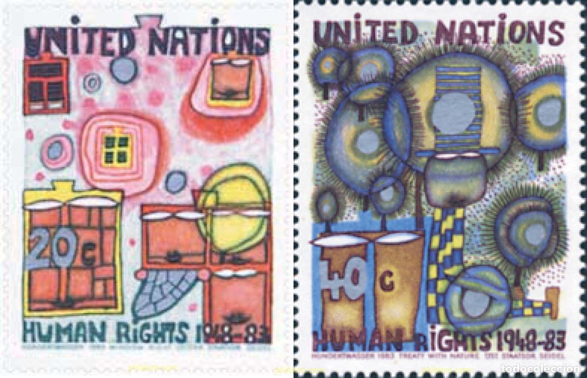 Sellos: 127239 MNH NACIONES UNIDAS. Nueva York 1983 35 ANIVERSARIO DE LA DECLARACION UNIVERSAL DE LOS DEREC