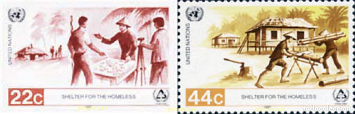 Sellos: 127245 MNH NACIONES UNIDAS. Nueva York 1987 A&Ntilde;O INTERNACIONAL DEL ALOJAMIENTO DE LOS SIN TECHO